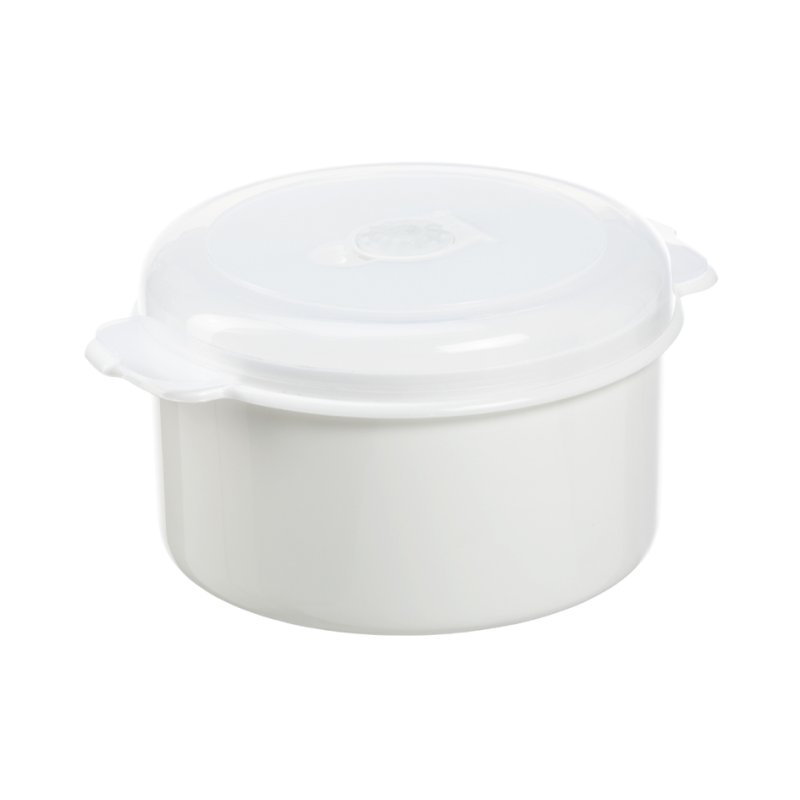 Plast Team boîte micro-ondes ronde, 1,5 litre, blanc/transparent, PP
